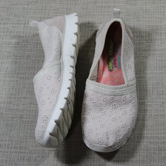 Sketchers Air-Cooled Memory Foam Pale Pink Eyelet Sneakers - Picture 1 of 6